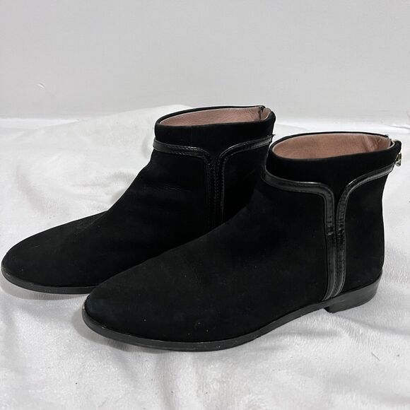 Louise Et Cie Black Leather Ankle Boots Size 7 M Modern Minimalist Contemporary - Picture 1 of 10